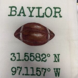 Baylor University Dish Towel with Coordinates NWT